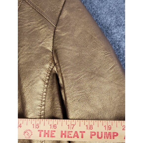 Baccini Metallic Gold Faux Leather Biker Motorcycle Bomber Jacket Women Sz M - Picture 10 of 12